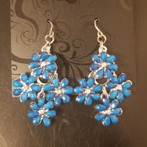 Blue Flower Dangle Earrings